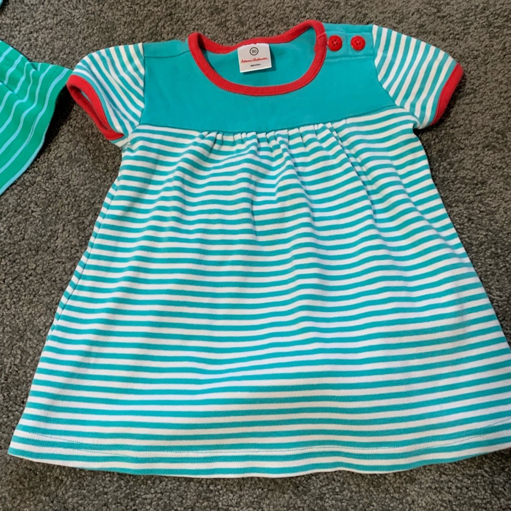 Hanna Andersson short sleeve dress 80 teal coral